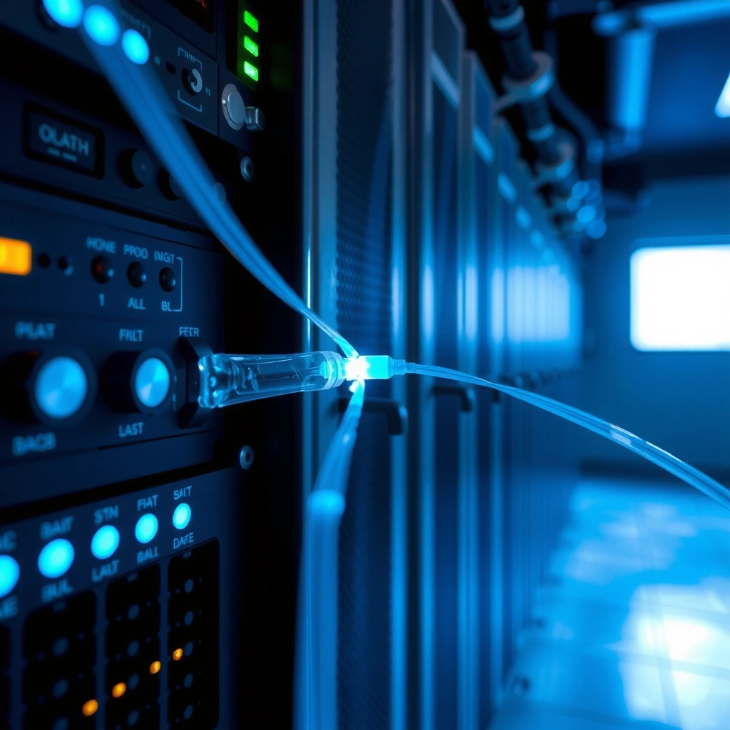 Fiber optic cable close-up